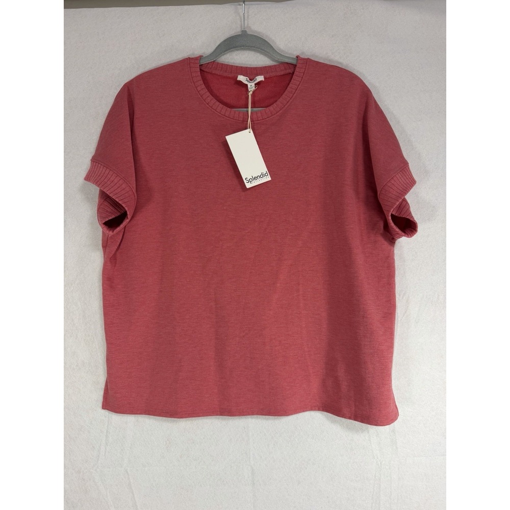 Splendid Collection, Short Sleeve Sweatshirt, Dusty Rose Pink, Medium